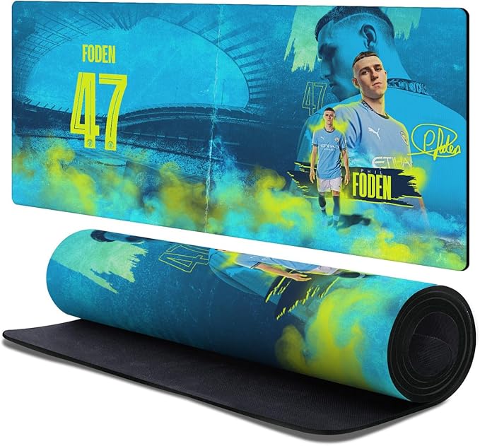 Head Case Designs Officially Licensed Manchester City Man City FC Foden Crest Kits &amp Players 37.4 x 15.75 x 0.16 inches (900 x 400 mm) - XL Gaming Office Desk PC Keyboard Mouse Mat Pad