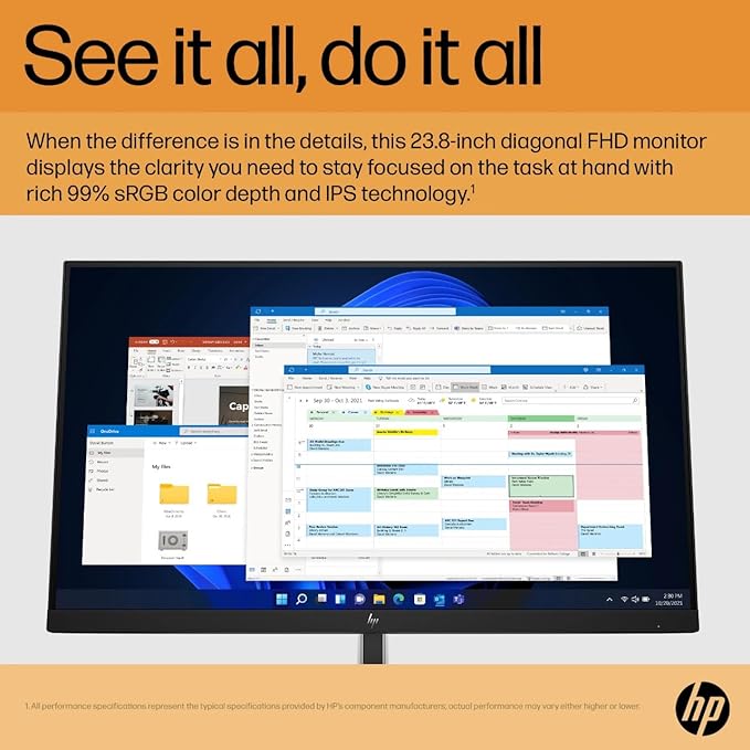 HP E24 G5 24 Class Full HD LCD Monitor - 16:9 - Black - 23.8 Viewable - in-Plane Switching (IPS) Technology - Edge LED Backlight - 1920 x 1080-250 Nit - 5 ms - HDMI - DisplayPort - USB Hub