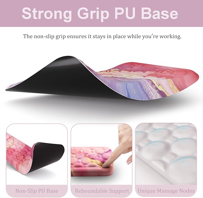 Ospelelf Ergonomic Mouse Pad and Keyboard Wrist Rest Support Wrist Rest for Computer Keyboard Office Gaming Pink