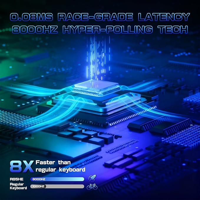 ATTACK SHARK R85 HE Wired 75% Rapid Trigger Mechanical RGB Gaming Keyboard with Custom Lightbox8KHz Polling Rate0.005mm RT Accuracy0.08MS LatencyHall EffectMagnetic SwitchDriver for PC-Moonlight