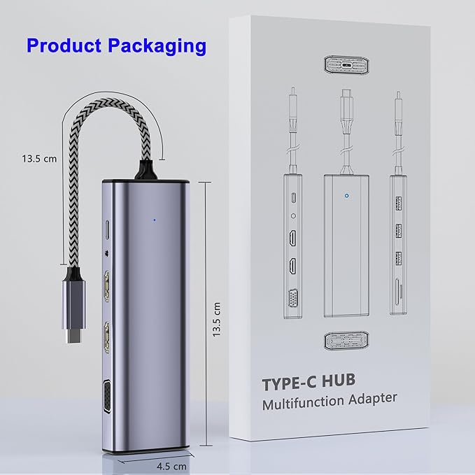 USB C Docking Station Dual Monitor USB C to Dual HDMI Adapter 10 in 1 Docking Station 3 Monitors with HDMI/VGA/PD/USB/SD/TF/3.5mm Audio Compatible with Dell HP Lenovo