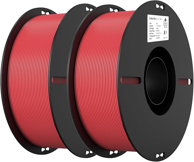 Creality PLA Filament 1.75mm PLA 3D Printer Filament 2kg Cardboard Spool (4.4lbs) Dimensional Accuracy +/- 0.02mm Fit Most FDM Printer (Red &amp Red 2-Pack)