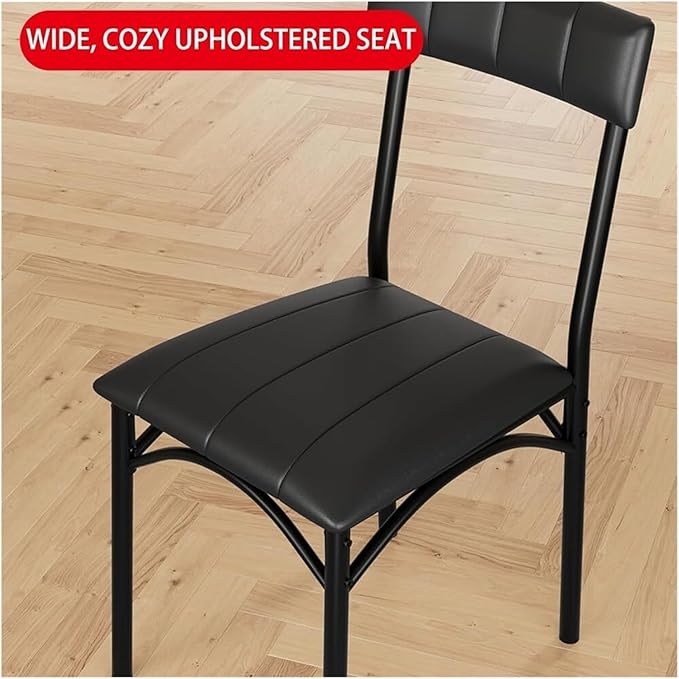 Adjustable Office Computer Chair with Armrest 2pcs Black Leather Upholstered Dining Chairs with Backrest for Restaurants Kitchens