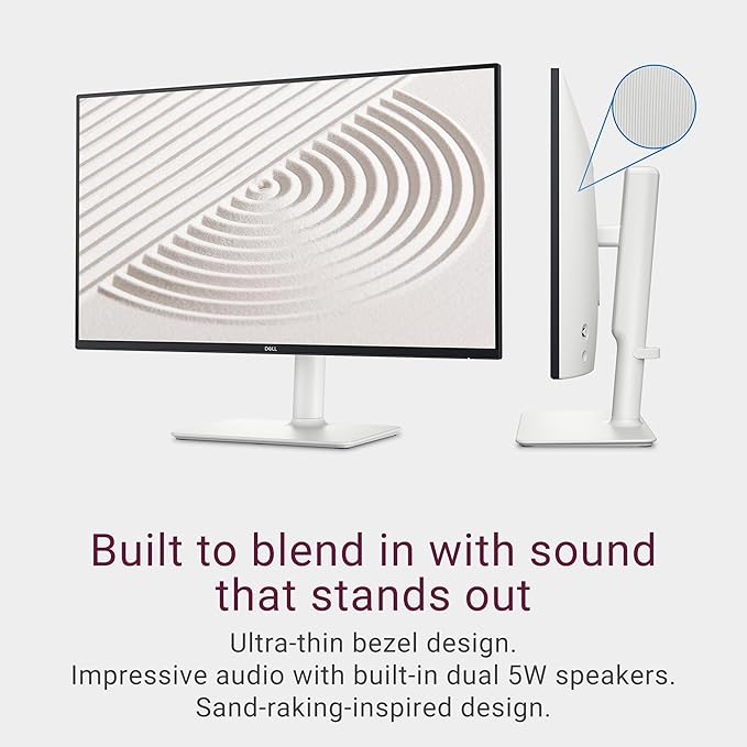 Dell S2425HS Monitor - 23.8 Inch FHD (1920x1080) Display 100Hz Refresh Rate 1500:1 Contrast Ratio TÜV Rheinland Eye Comfort 4 Star Integrated 2x5W Speaker Height/Tilt/Swivel/Pivot - Ash White