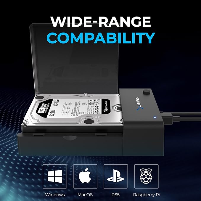 SABRENT USB 3.0 to SATA External Hard Drive Lay-Flat Docking Station for 2.5 or 3.5in HDD SSD [Support UASP] (EC-DFLT)