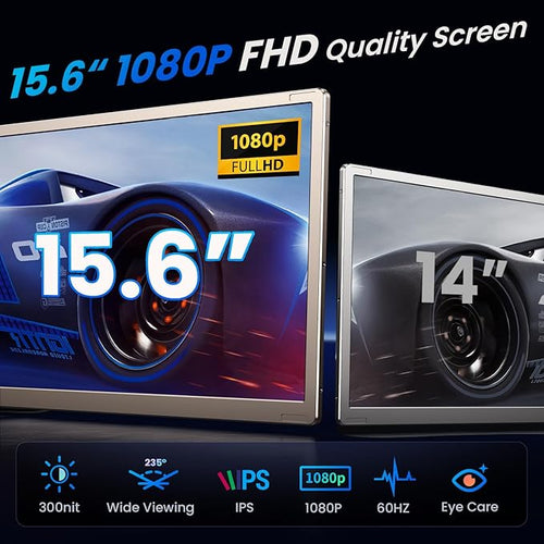 15.6 Laptop Screen Extender 1080P FHD Laptop Monitor Extender 235° Rotating Detachable Dual Monitor Plug &amp Play Triple Screen for 13-17.3 Laptops Compatible with Mac/Windows/Android &amp D