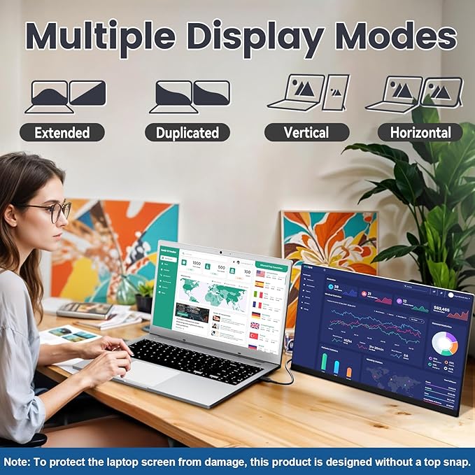 KEFEYA Laptop Screen Extender 15.6 FHD 1080P IPS Portable Monitor for Laptop Plug and Play Dual Monitor Extender for 13-17.3 Laptops Compatible with MAC Windows Android Linux Chrome