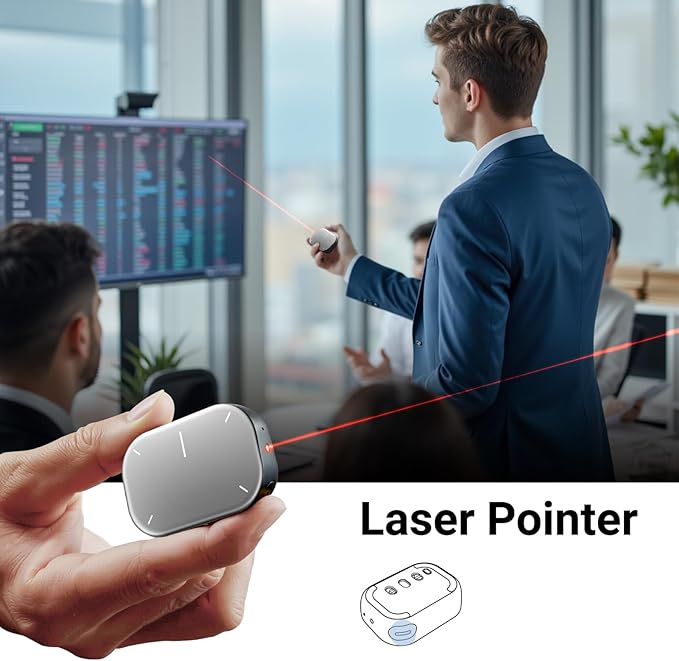 Cheerdots2 Bluetooth Detachable Air Mouse Touchpad Mouse with Voice Recording Presentation Clicker Wireless Presenter Presentation Remote with Laser Pointer for Mac Windows (Recording Silver)