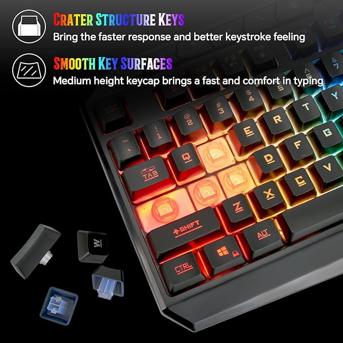 Wired Gaming Keyboard and Mouse Combo with LED Backlit10 Dedicated Multimedia Keys 19 Anti-ghosting Keys Light Up Computer Keyboard Programmable 7200 DPI RGB Mice with Software for PC Xbox PS5 PS4