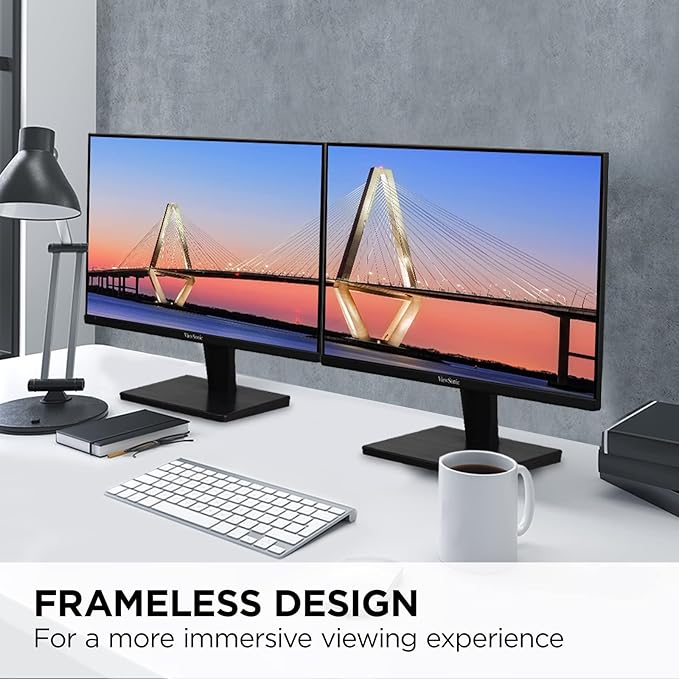 ViewSonic VS2447M 24 Inch 1080p Monitor with 100Hz FreeSync Thin Bezels Eye Care HDMI VGA Inputs for Home and Office