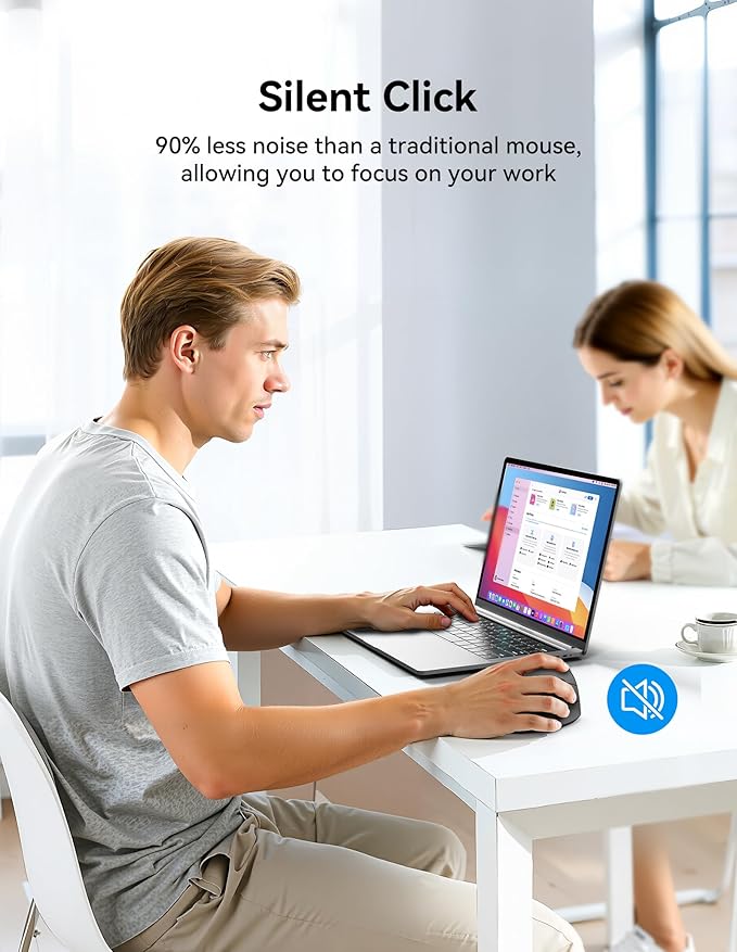 TECKNET Ergonomic Mouse Wireless Bluetooth Vertical Mouse (BT5.0/3.0 &amp 2.4G) Rechargeable 4800 DPI Optical Mouse with 6 Adjustable DPI Quiet Clicks USB A Receiver 6 Buttons - Wide Compatibilit