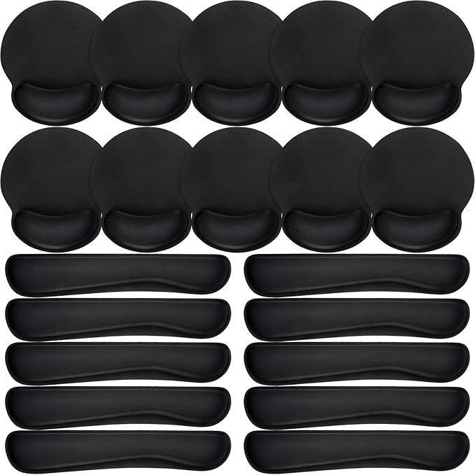20 Pcs Keyboard Wrist Rest &amp Mouse Pad Set with Wrist Support Black