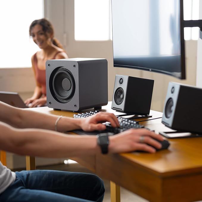 Audioengine A2 Black Computer Speakers with S6 Subwoofer and DS1M Stands