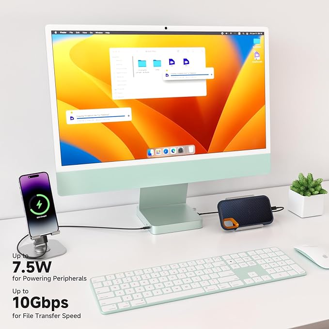 Minisopuru DS802PRO iMac Accessories with 4K@60Hz HDMI USB C Charging 2.5GbE 4TB M.2 SSD Enclosure USB C Hub for iMac 24 inch M1/M3/M4 iMac Hub with 4xUSB SD/TF Audio | Green