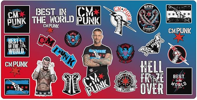 Head Case Designs Officially Licensed WWE Sticker Collage CM Punk 23.62 x 11.81 x 0.12 inches (600 x 300 mm) - L Gaming Office Desk PC Keyboard Mouse Mat Pad