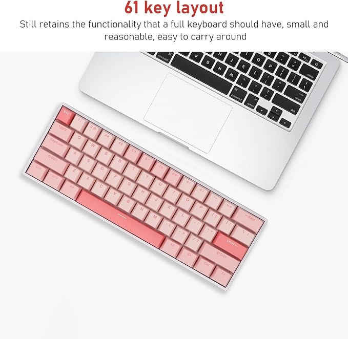 Denash 61 Keys Mechanical WireIess Bluetooth Gaming Keyboard with RGB Lights for PC Laptop Long Battery Life Wins 10 HarmonyOS Compatible