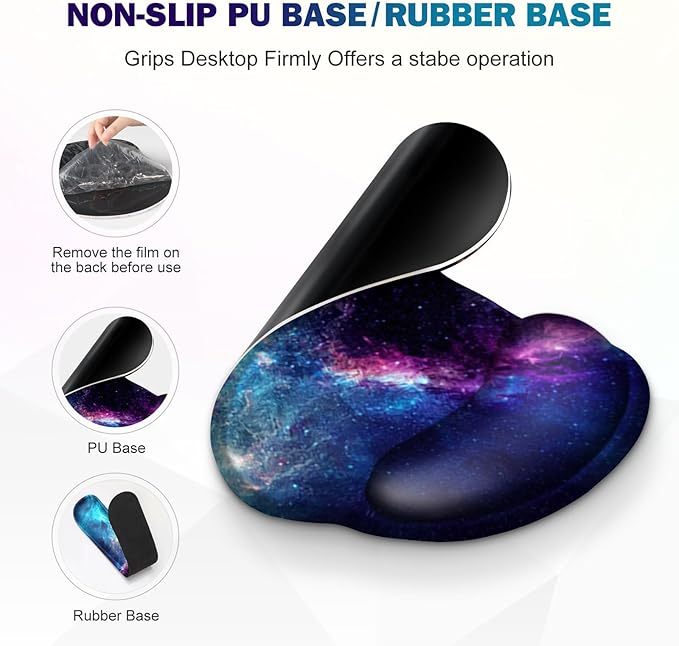 Gaming Mouse Pad Large Desk Mat Cute Desk Pad Protector 4in1 XXL Mousepad + Keyboard Wrist Rest+Mouse Wrist Rest+Coaster Set with Ergonomic Desk Pad for Home Office Table Computer Galaxy Space
