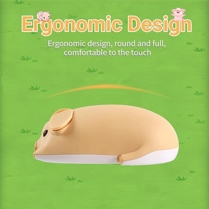 Bluetooth Mouse 2.4G Mice Cute Cartoon Pig Dual Mode (Bluetooth or 2.4 GHz Receiver) Computer Mouse 1200DPI Silent Clicks Mice for Laptop/Notebook/iPad/PC/Mac/Chromebook Office Home(Yellow)
