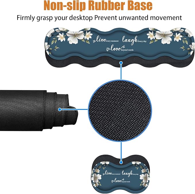 4 in 1 Ergonomic Keyboard Wrist Rest &amp Mouse Pad Wrist Rest Set Large XXL Gaming Desk Mat 31.5x 11.8 with Non-Slip Base Memory Foam for Home Office Study Gaming Floral Quote Live Laugh Love