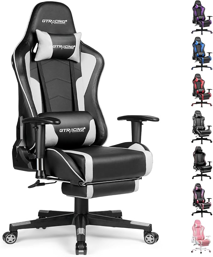 GTPLAYER Gaming Chair with Footrest Speakers Video Game Chair Bluetooth Music Heavy Duty Ergonomic Computer Office Desk Chair