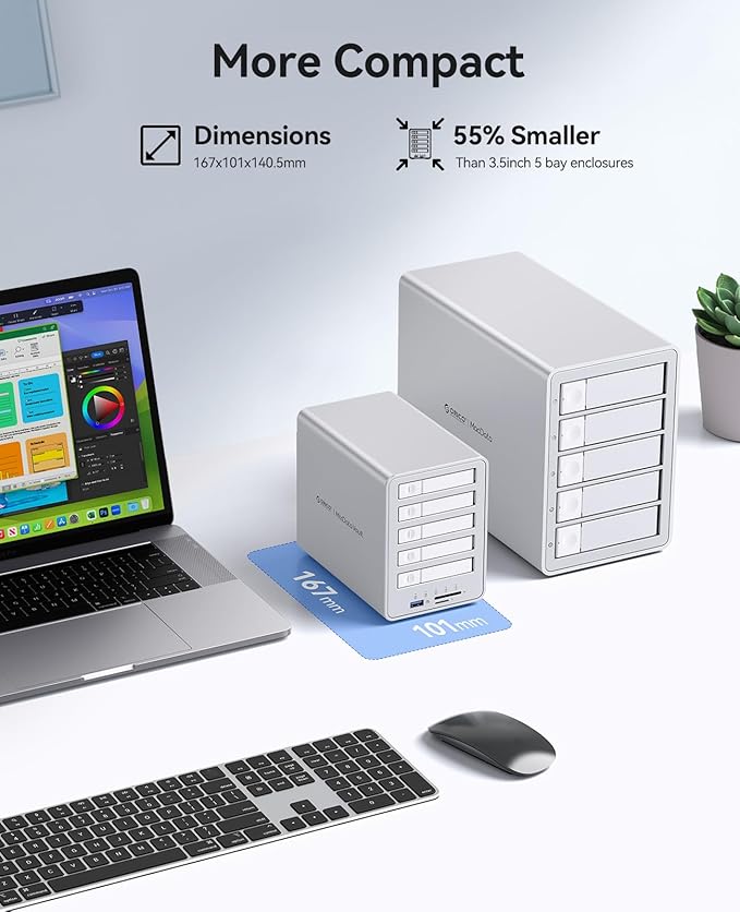 ORICO All-Flash 2.5-inch USB-C Docking Station with 5 Gbps Data Transfer Speed Compatible with 2.5'' SSD Featuring 10 Gbps Hub Expansion and Support for Up to 40 TB Storage Capacity – 8858RC3