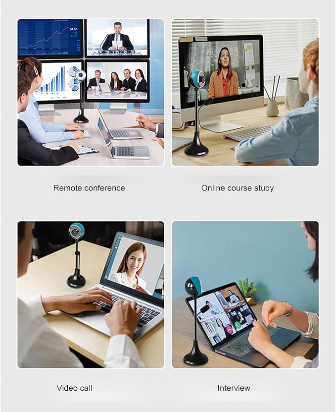 USB Desktop Stand-Up Camera 1080P(2K) 30hz HD Streaming Webcam with Mic 360° Rotation Portable Camera with Wide Angle Lens Suitable for Conference/Call/Web Class/Live Streaming