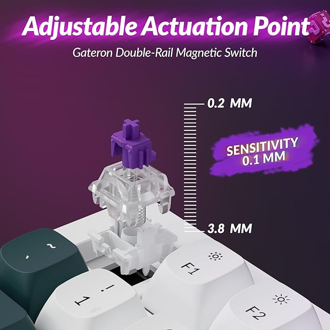 Keychron Q3 HE Wireless Custom Mechanical Keyboard 2.4 GHz/Bluetooth/Wired QMK Rapid Trigger 80% TKL Hot-Swappable Programmable RGB Gateron Double-Rail Magnetic Switches for Mac Windows Shell White