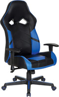 OSP Home Furnishings Vapor Ergonomic Adjustable High Back Faux Leather Gaming Chair with Coil Spring Seat and Integrated Cooling Airflow Blue Accents
