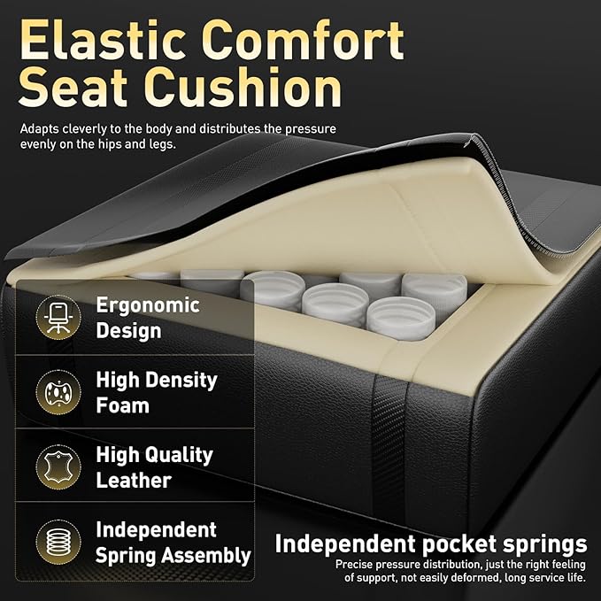 HLDIRECT Gaming Chair Ergonomic Video Game Seat with 360° Swivel &amp Lumbar Massage Computer Chair PU Leather Cushion for Adults Home/Office Use (Black)