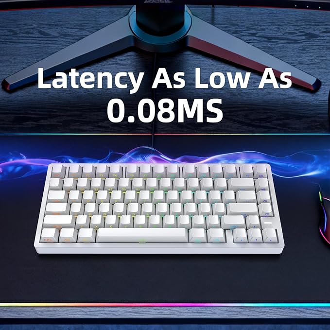Mars75 Wired Magnetic Switch Keyboard 75% Layout0.001MM RT Accuracy 8KHZ Polling Rate/Latency As 0.125MS/256KHZ Single Key Scan Rate/ARGBHot Swappable Gaming Keyboard(White)
