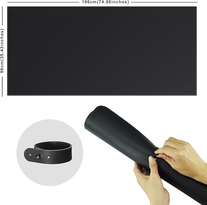 ZORESYN Office Desk Pad 74.8x35.4inch Large Mouse pad Desk Mat Waterproof PU Leather Desk Blotter Protector Desk Accessories with Non Slip Base for Home Office (Black)