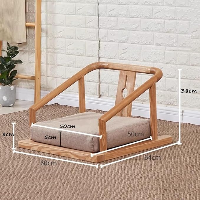 Floor Chair Indoor Adjustable Floor ChairSolid Wood Tatami Floor Mat Seats Japanese Legless Tea Chairs with Armrests and Backrest Portable Floor Chair Lazy Sofa for Bay Windows Meditation Chairs