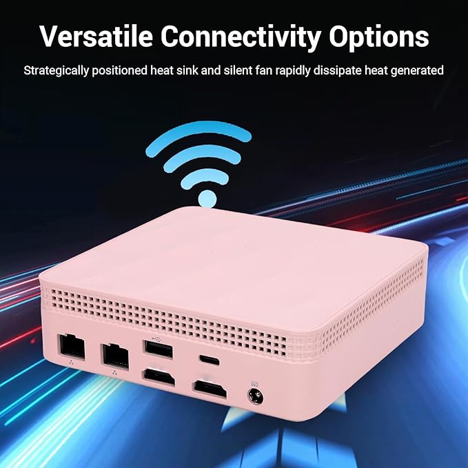 Jectse Small Computer Dual Band WiFi 4.2 USB Ports HD Multimedia Small PC for Home (8G and 256G Pink)