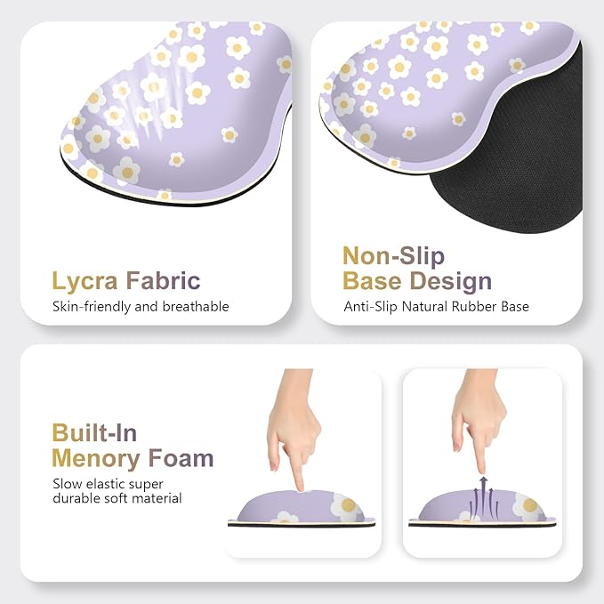 Desk Mat Gaming Mouse Pad Cute Desk Matt Keyboard Wrist Rest for Desktop Anti-Slip Mousepad w/Stitched Edges XXL Large Mouse Pad with Wrist Support for Desk Computer I Lavender Happy Flowers