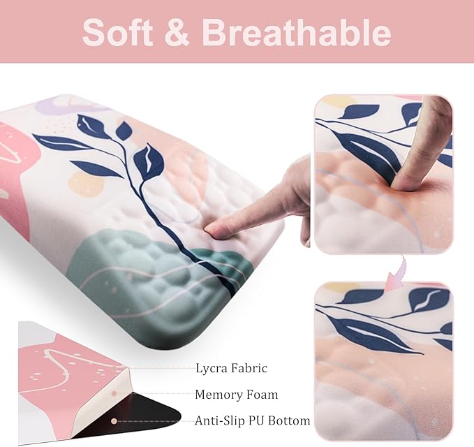 Ospelelf Mouse Pad with Wrist Rest and Keyboard Wrist Rest Ergonomic Wrist Rest for Computer Office Gaming Pink