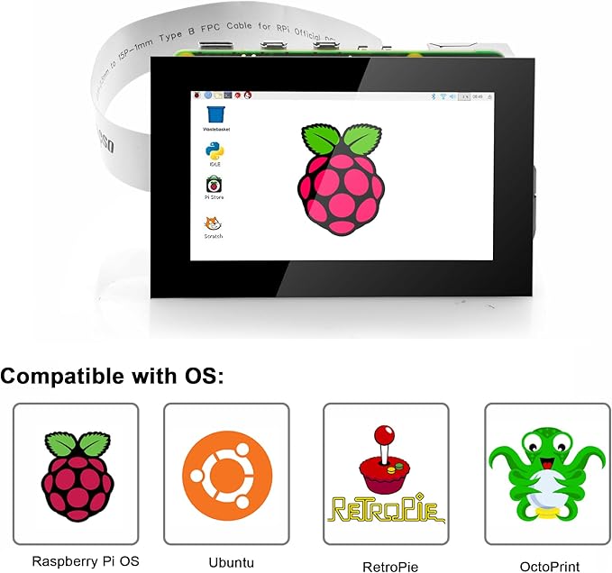 OSOYOO 3.5 Inch DSI Touchscreen for Raspberry Pi 5 4 3 2 CM3 CM4 - IPS capacitive Touch Display 800x480 ResolutionPlug and Play Compatible with Raspberry Pi OS Ubuntu