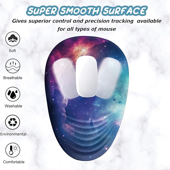 Ergonomic Mouse Pad Wrist Support Mouse Pad with Wrist Rest Entire Memory Foam &amp Non-Slip PU Base MousePads with Stepped-Wedge Design for Pain Relief Desk Office Home Galaxy