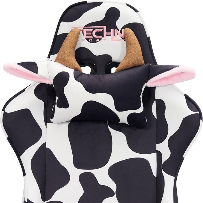 Maykoosh Cow Print Gaming Chair - Reclining Ergonomic Swivel PC Game Chair