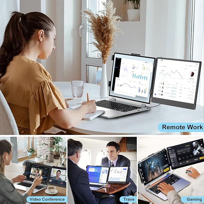 KEFEYA Laptop Screen Extender 14 FHD 1080P IPS Laptop Monitor Extender Dual Screen Portable Monitor for Laptops 13-17 with USB-C/HDMI Port Plug n Play for Windows/Mac/Android/Switch/PS5