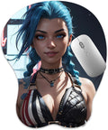 3D Mouse Pad Oppai Mousepad with Soft Gel Wrist Rest Anime Manga Gaming Boob pad Anti-Slip Mouse Mat （Jinxx 2）