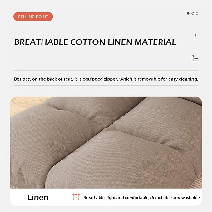 Fodalob Lazy Sofa Floor Chair 5 Gears Adjustable High Back Support Gaming Floor Chair for Adult Linen Fabric Lazy Chair Comfy for Reading Meditating