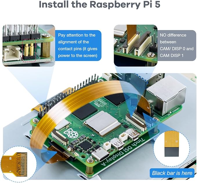 7 Inch Touchscreen IPS DSI Display Compatible with Raspberry Pi 5 800x480 Capacitive Screen MIPI DSI Driver-Free Interface