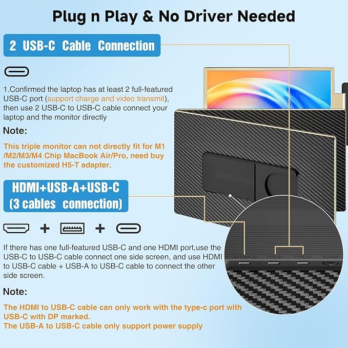KEFEYA Laptop Screen Extender 15.6 FHD 1080P Portable Triple Monitor for Laptops 13-17.3 120% sRGB 235° Rotation Detachable Laptop Monitor Extender for Windows/Mac/Dex/Chrome/Surface Plug n Play