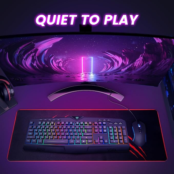 Wireless Keyboard Rechargeable RGB Backlit Wireless Gaming Keyboard with Wrist Rest Silent Keys Multimedia Keys Anti-ghosting Full-Size Waterproof Light Up Keyboard for PC Mac Xbox Gamer