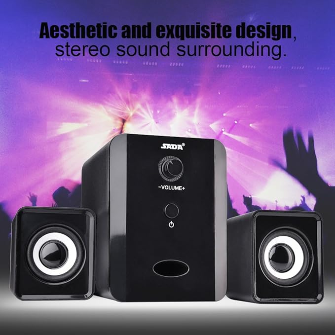 Zerone Computer Speakers Wired Subwoofer Combination Speaker - 3D Stereo Bass Speaker Fits for Computer Laptop TV and Other Audio Devices with USB(Black)
