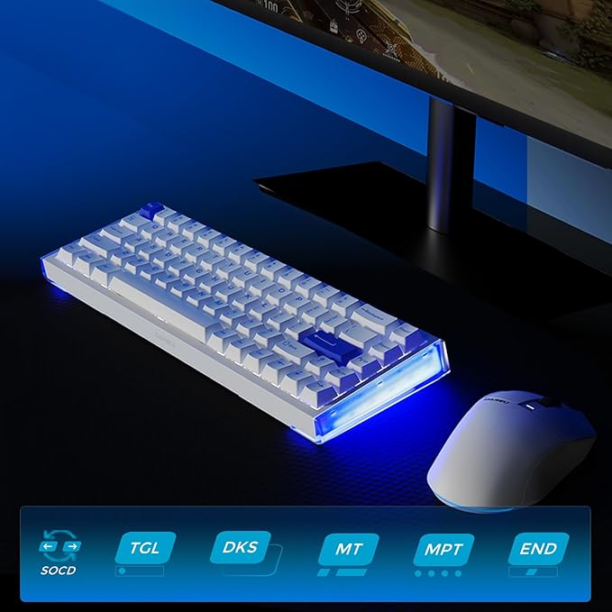DAREU COOL68 60% Wired Gaming Keyboard Rapid Trigger Magnetic Switch Keyboard with 8000Hz Polling Rate Adjustable Actuation 0.1ms Latency SOCD Gasket Mount Hot swappable RGB Light