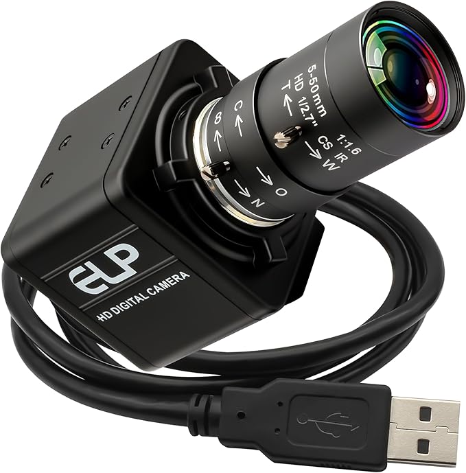 1080P USB Camera with Microphone Manual Zoom 5-50mm Webcam Variable Focus PC Camera H.264 Mini UVC USB2.0 USB with Camera for Computer Audio Video Close-up Camera Zoomable Web Camera