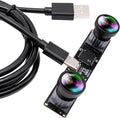 60fps USB Camera 4MP Synchronization Webcam Module with 120Degree No Distortion Dual Lens 3840X1080P 3D Stereo Webcam for PC Computer Cam for Face Recognition VR Biometric Detection