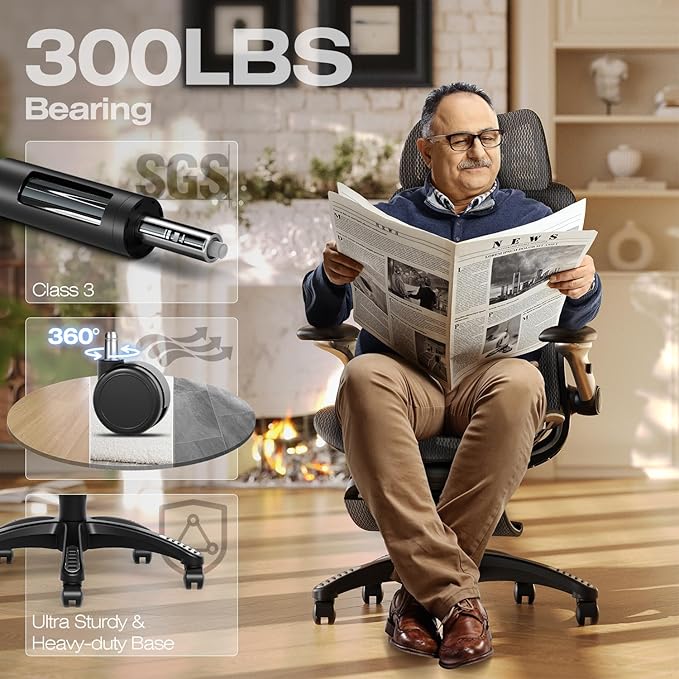 ELABEST X100 Ergonomic Mesh Office Chair with Footrest Big and Tall Hone Desk Chair with 5D Flip-Up Arms Adjustable 3D Lumbar SupportGaming &amp Executive Computer Chairs