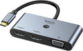 Selore USB C Docking Station 3 Monitors USB C to Dual HDMI VGA Adapter with One-Touch Multi-Screen Switch and Screen On/Off Button HDMI Splitter Converter for Dell HP LenovoMacBook Pro/Air etc